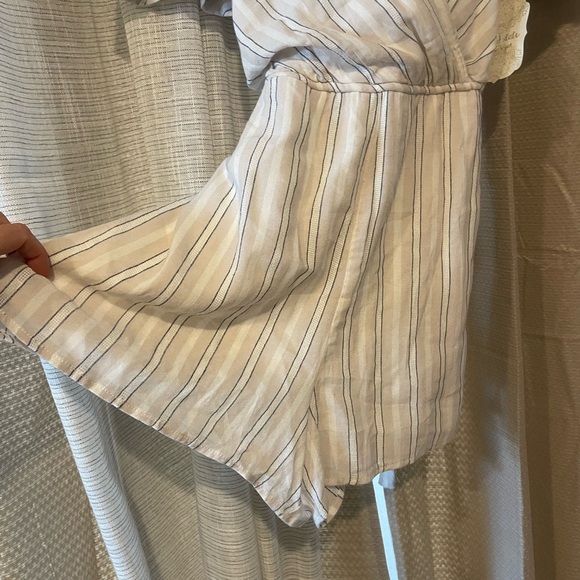 Altar'd State Cream Striped Wrap Romper - Picture 3 of 11